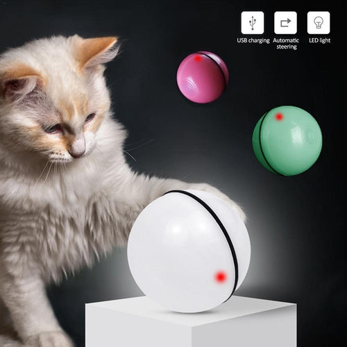 Interactive Cat Toy Ball with LED laser and automatic steering, perfect for engaging pets in play.