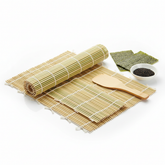 DIY Bamboo Sushi Rolling Mat Set with Rice Paddle